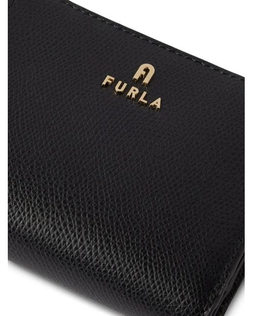 Furla Black Camelia Grained-Leather Wallet