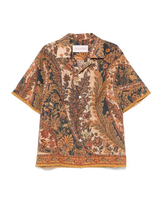 Valentino Garavani Brown Floral-Print Shirt for men