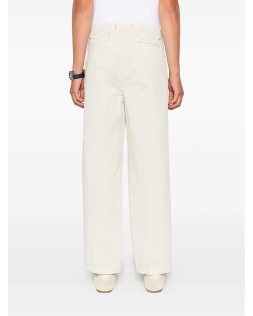 Bonheur White Belt-Loop Pleated Trousers for men