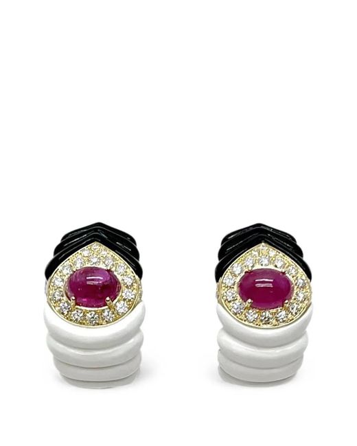 Andreoli White Ruby And Diamond Earrings