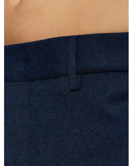 Etro Blue Pleated Wool Trousers for men
