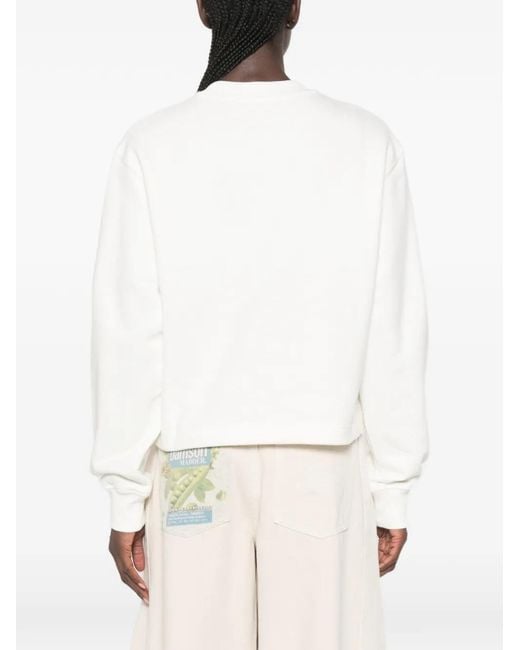 Casablanca White Logo-Embroidered Crew-Neck Sweater