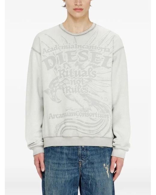 Sudadera Con Estampado Dévoré DIESEL de hombre de color White