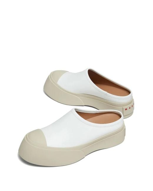 Marni White Mary Jane Leather Mules