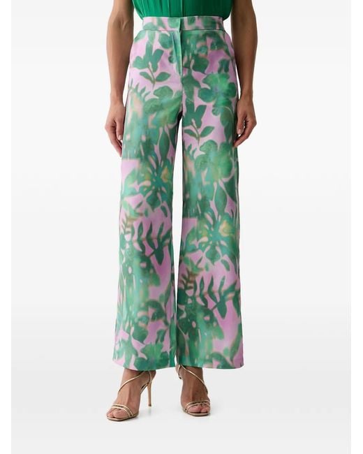Morgan Green Pantalon À Fleurs