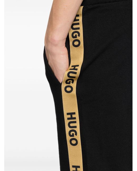 HUGO Black Logo-tape Track Shorts for men