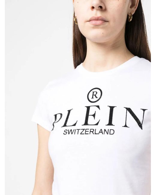 Philipp Plein White Logo-Print T-Shirt