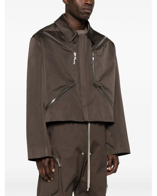 Rick Owens Brown Zip Cropped Jacket for men