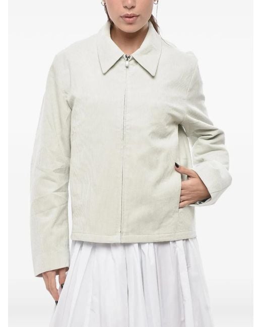 Post Archive Faction PAF White Velour-Effect Shirt Jacket