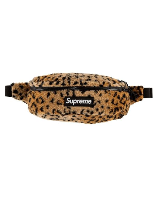 Supreme Yellow Leopard-print Fleece Belt Bag