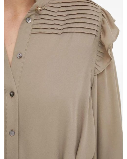 Bruuns Bazaar Natural Pleated Ruffle Midi-Dress