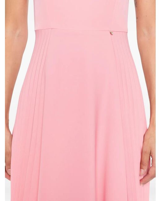 Nissa Pink Pleated Sleeveless Midi Dress