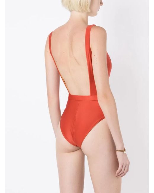 Maillot De Bain Evita Liso À Col V Lygia & Nanny en coloris Red