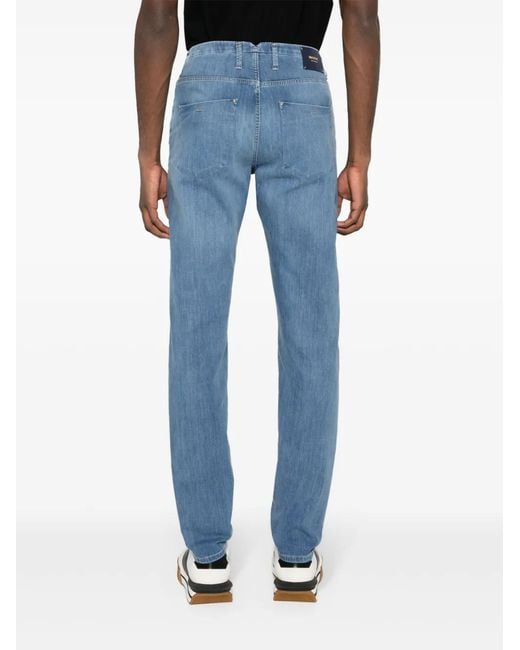 Incotex Jeans Met Logopatch En Toelopende Pijpen in het Blue voor heren