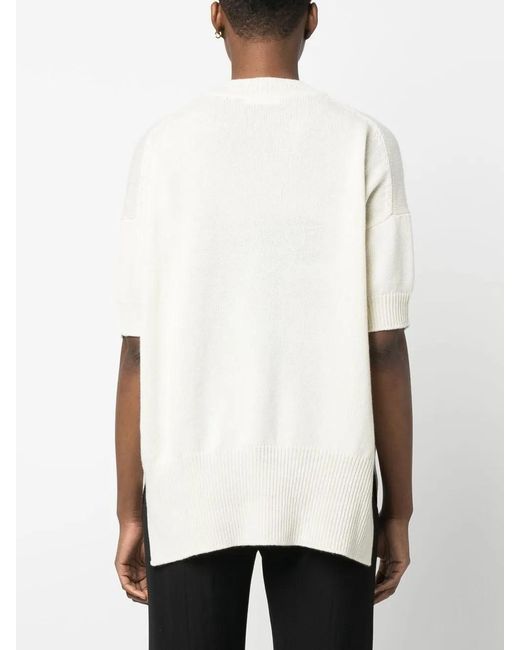 Jil Sander White Short-Sleeve Cashmere Top
