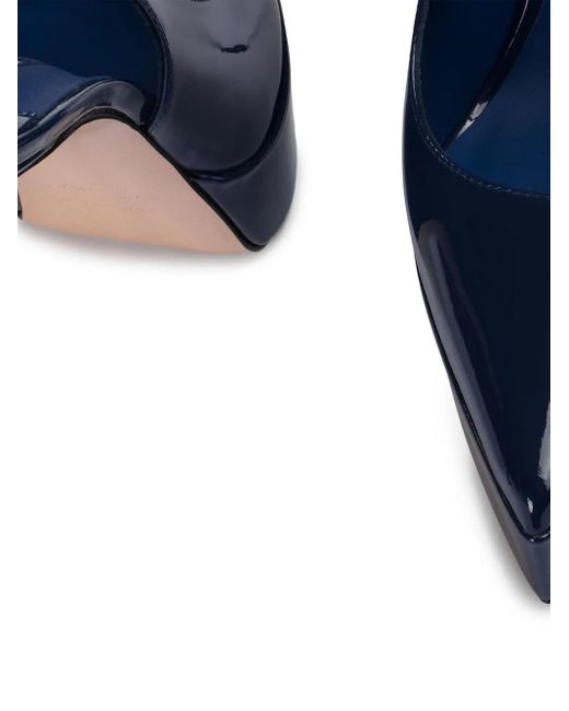 Le Silla Blue Uma Patent Leather Platform Pumps