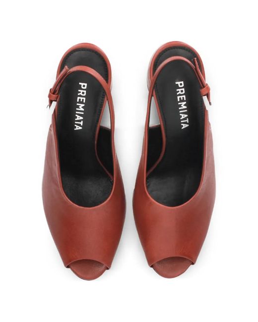 Premiata Red Peep Toe Slingback Pumps