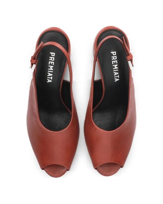 Premiata Red Peep Toe Slingback Pumps