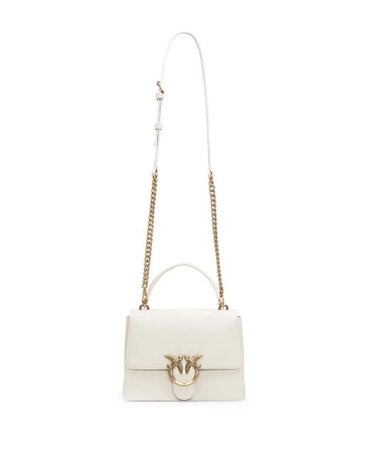 Pinko White Medium Love Leather Tote Bag