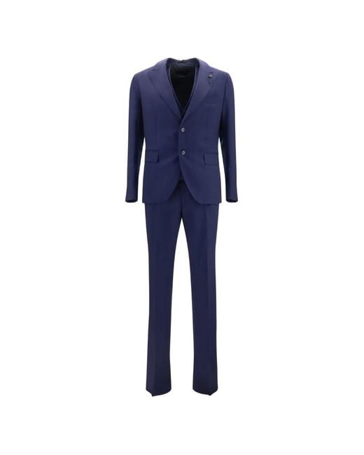 Lardini Blue Single-Breasted Suit (Set Of Three) for men