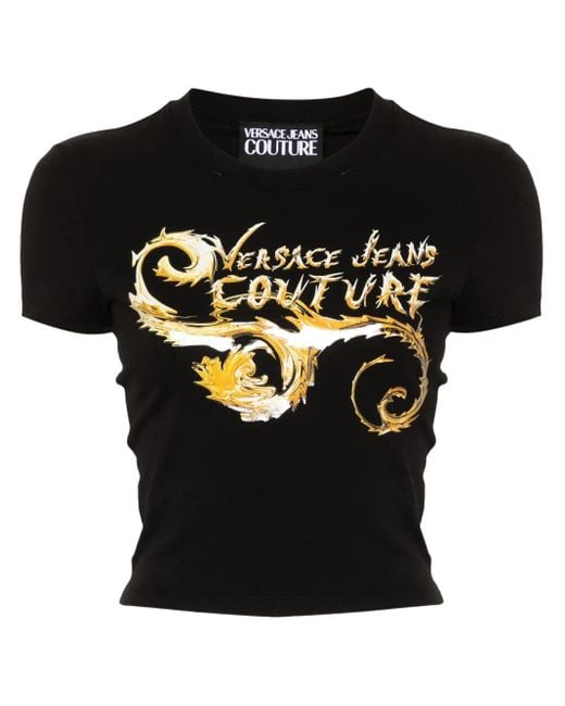 Versace Jeans Couture Black Chromo Couture Cropped T-Shirt