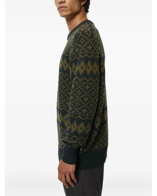 Marc O' Polo Green Patterned Crew-Neck Sweater for men