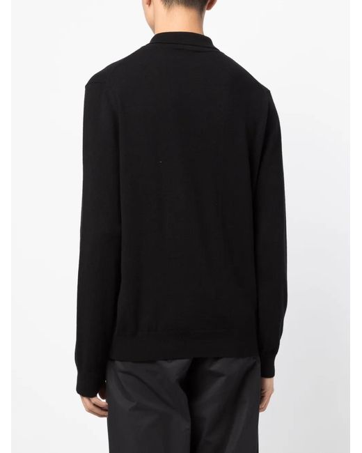 Giorgio Armani Black Polo-Collar Cashmere Jumper for men