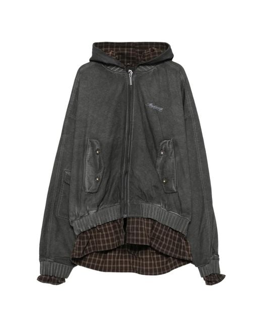 MADFRENZY Gray Hooded Jacket for men