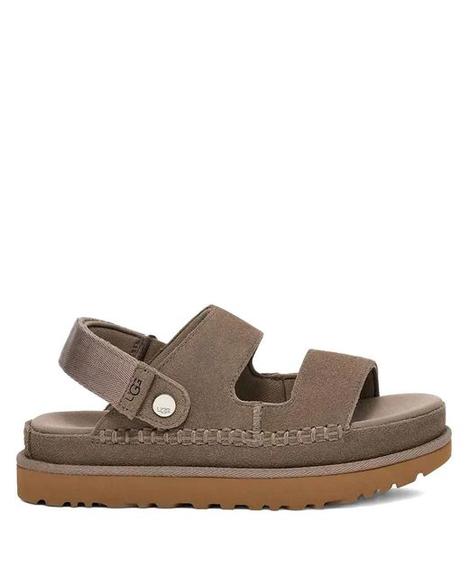 Ugg Brown Goldenstar Glide Leather Flat Sandals