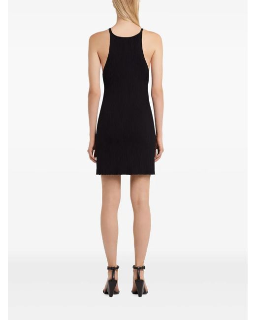 Courreges Black Buckle-Detail Ribbed Dress