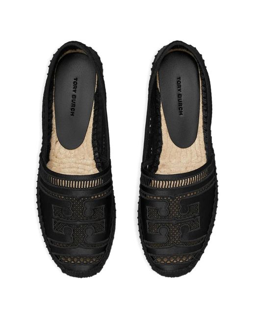 Tory Burch Black Open Weave Espadrilles