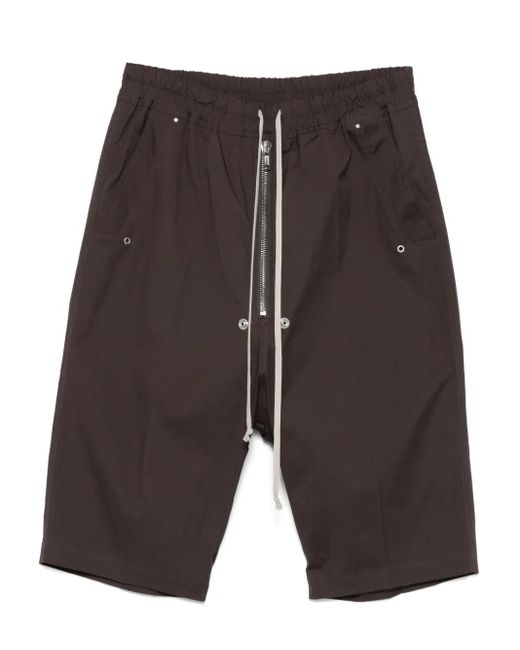 Rick Owens Gray Drawstring Zip-Fly Shorts for men