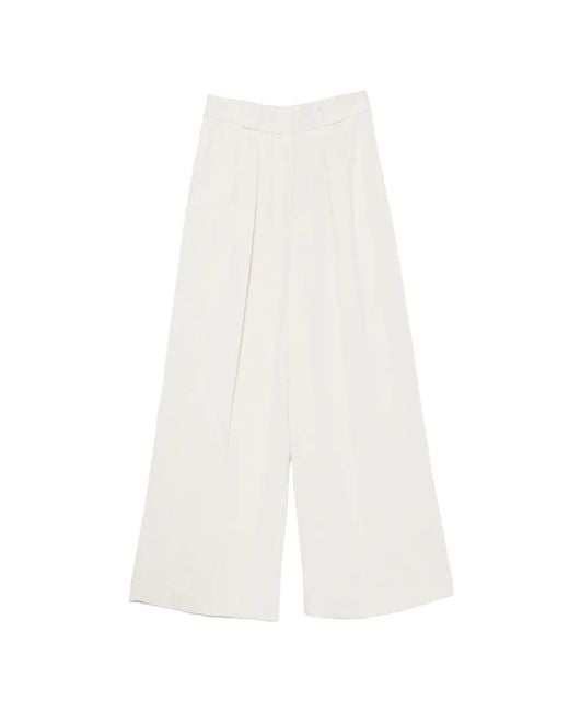 Marc O' Polo White Pleated Wide-Leg Trousers