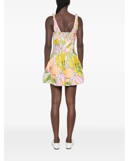Farm Rio White Floral-Print Cut-Out Mini Dress