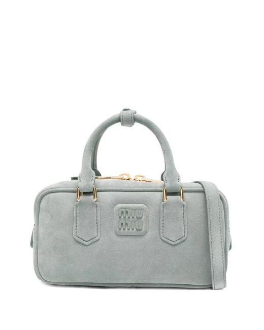 Miu Miu Gray Arcadie Top-Handle Suede Satchel