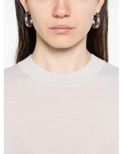 Alpha Tauri White Short-Sleeve Knit Top