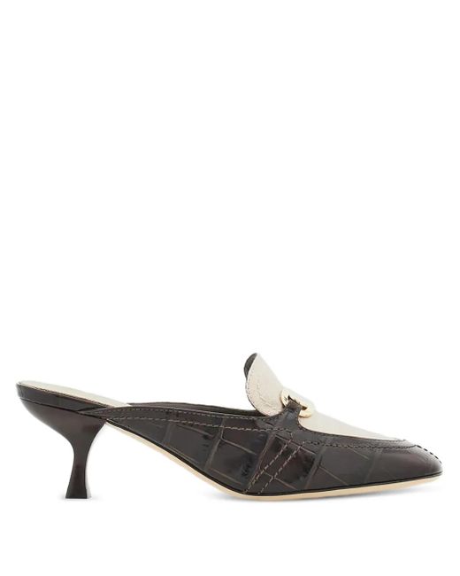 Ferragamo Natural Crocodile-Effect Mules