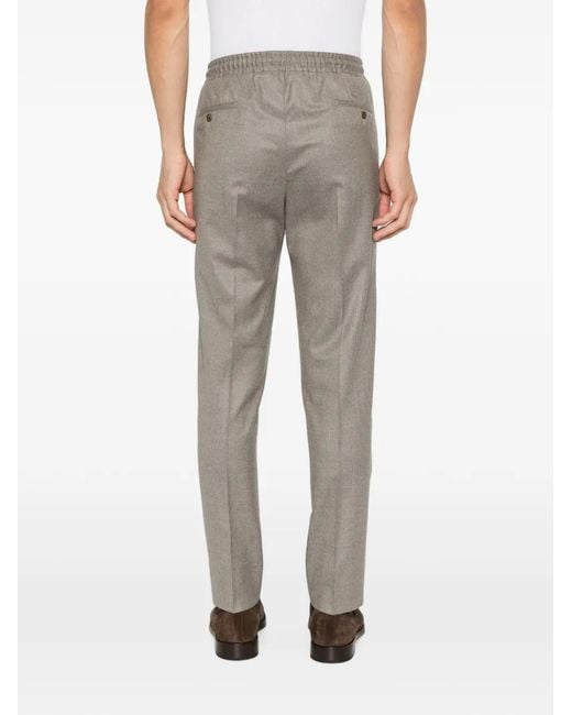 Corneliani Gray Drawstring Tailored Trousers for men