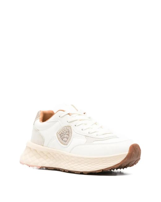 Blauer White Logo-Plaque Leather Sneakers
