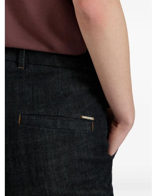 Incotex Black Slim-Fit Wide-Leg Jeans