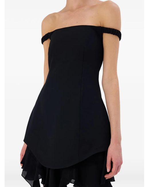 Occleus Black Lavinia Off-Shoulder Ruffled Mini Dress
