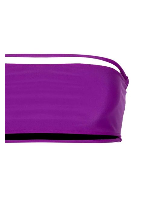 Gloria Coelho Purple Strapless String-Detail Bikini Top