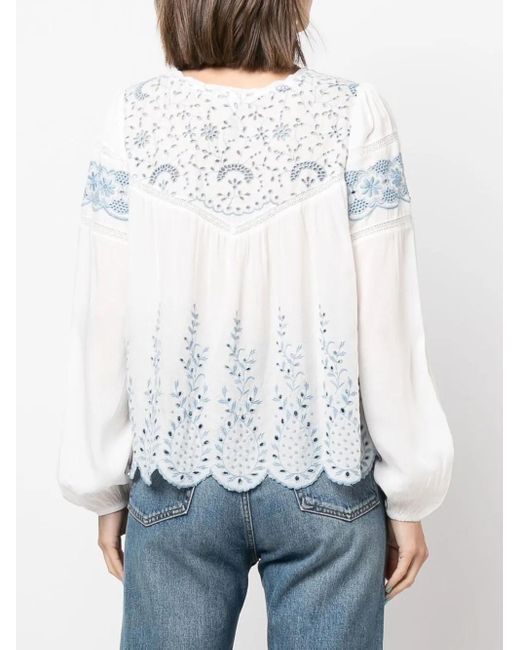 LoveShackFancy Blouse Met Borduurwerk in het White