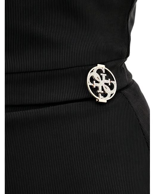 Guess Black Ribbed Short-Sleeve T-Shirt