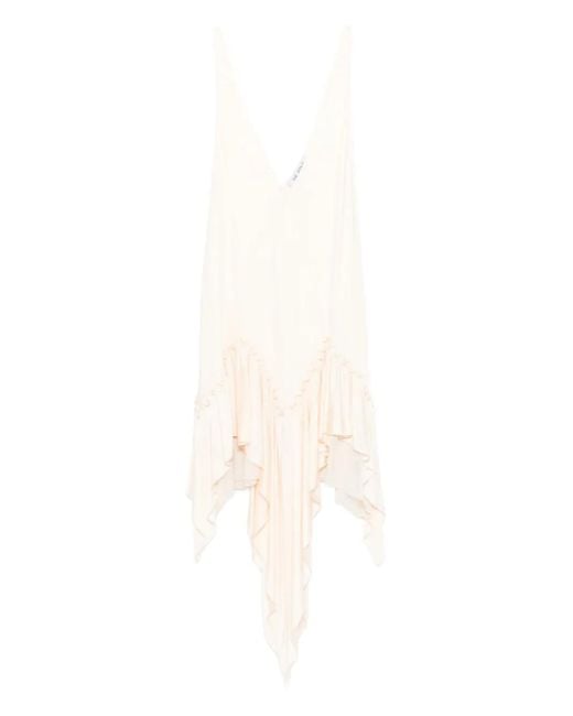 The Attico White Ruffled Asymmetric Mini Dress