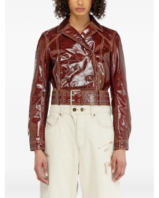 DIESEL Red Patent Double-Breasted Jacket