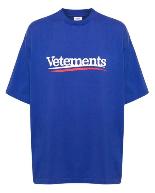 T-Shirt En Coton À Logo Imprimé Vetements en coloris Blue