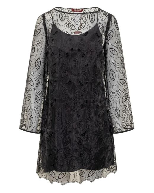 Max Mara エンブロイダリー ミニドレス Black