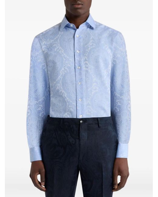 Etro Blue Roma Cotton Shirt for men