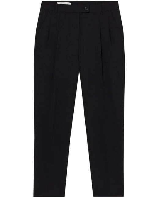Brooks Brothers Black Cropped Twill Straight-Leg Trousers